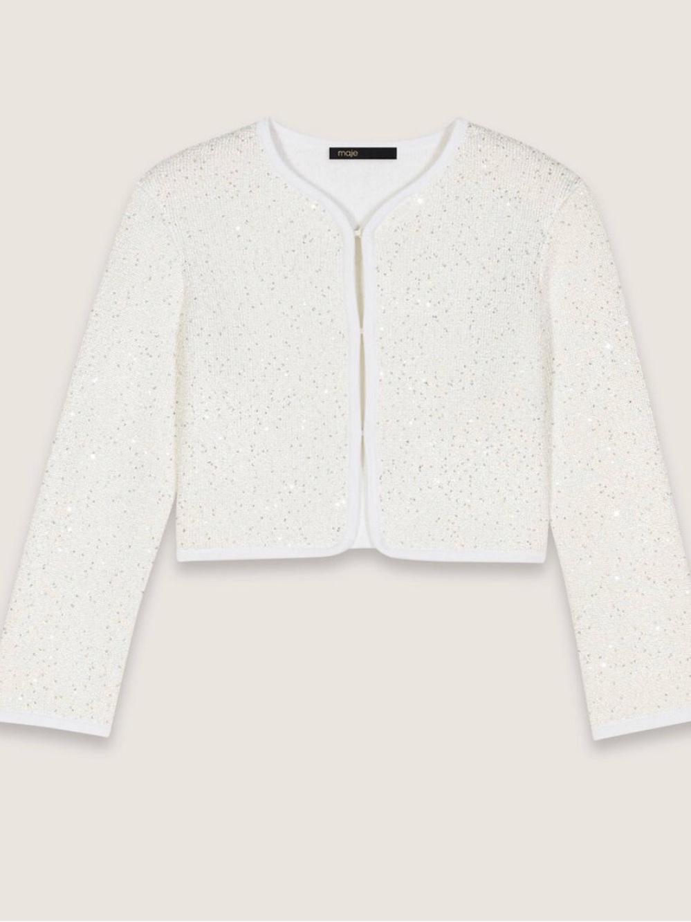 Maje White Sequin Cropped Blazer
